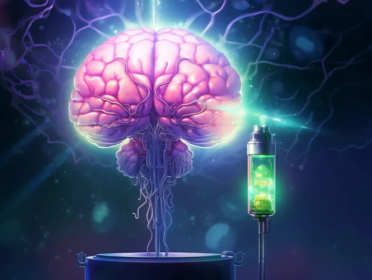 Illustration of a brain with neural connections emphasized, symbolizing the effects of ketamine therapy.