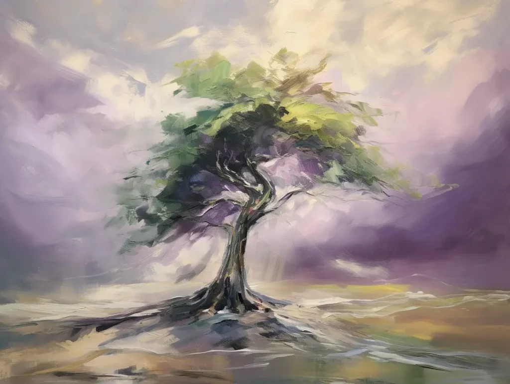 An unyielding tree in a storm as a metaphor for resilience and overcoming Treatment-Resistant Depression at Chrysalis Ketamine Clinic.